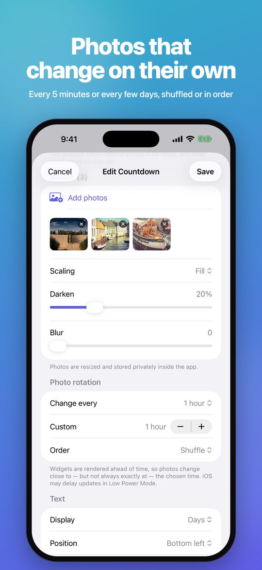 Photo rotation settings