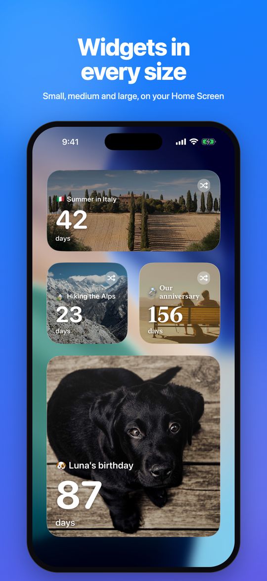 Countdown widgets on the Home Screen