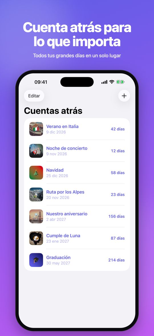 Lista de cuentas atrás