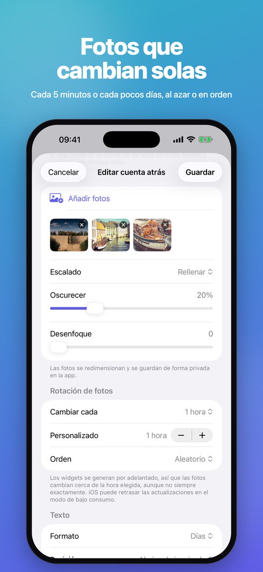 Ajustes de rotación de fotos