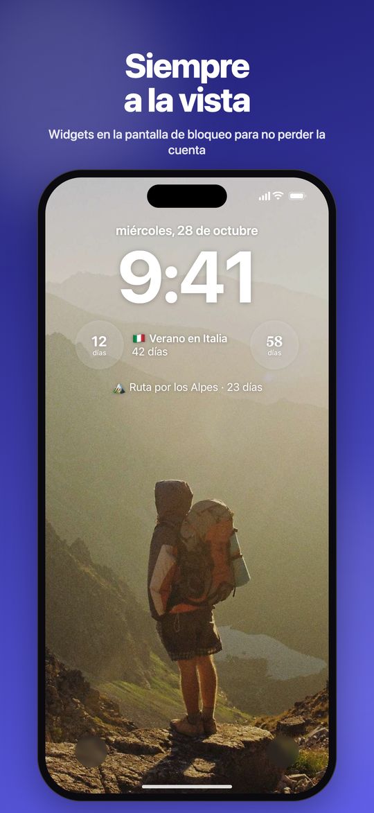 Widgets de cuenta atrás en la pantalla de bloqueo